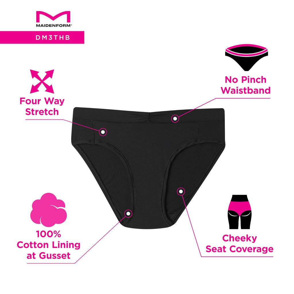 Maidenform Women's Microfiber Underwear, Rise Tailored High Leg Panties, 3-Pack, Almond/Evening Blush/Pretty Blush