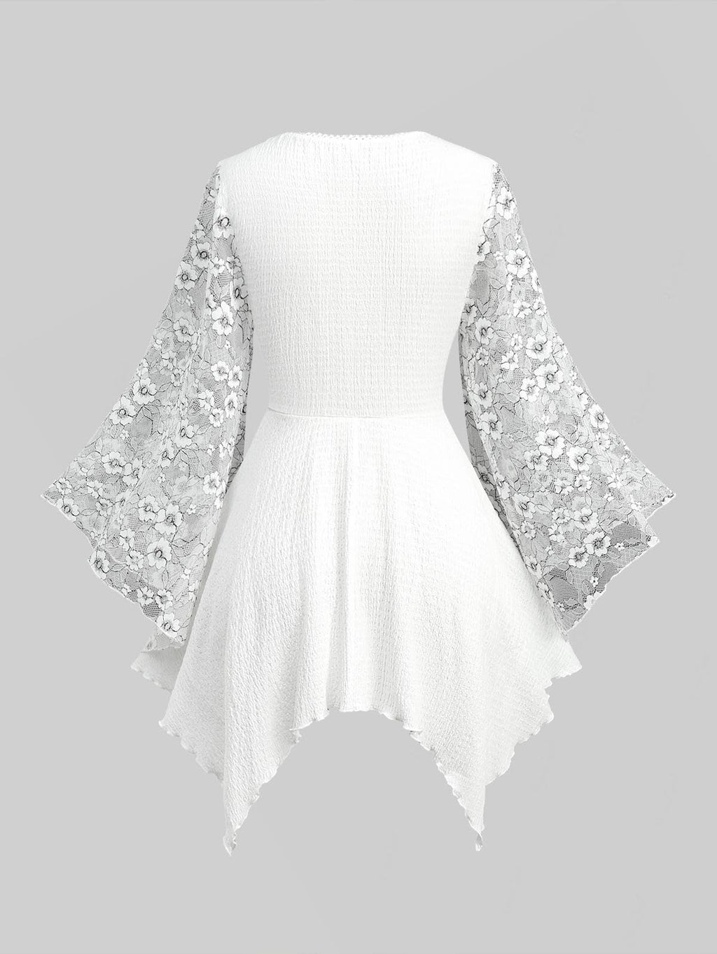 ROSE GAL Plus Size Renaissance Fairy Shirt for Women Lace Bell Sleeves Keyhole Handkerchie Lace-up Corset Top Victorian Medieval Costume Peasant Blouse(White_1/1X)