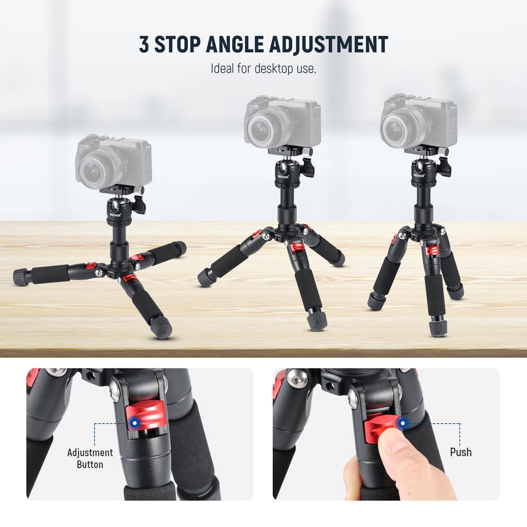 NEEWER Portable Travel Mini Tabletop Tripod, Aluminum Alloy 20''/ 50cm Desktop Desk Tripod with 360 Degree Ball Head, 1/4" Quick Shoe Plate for DSLR Camera Video Camcorder, Max Load 11 lb/5 kg