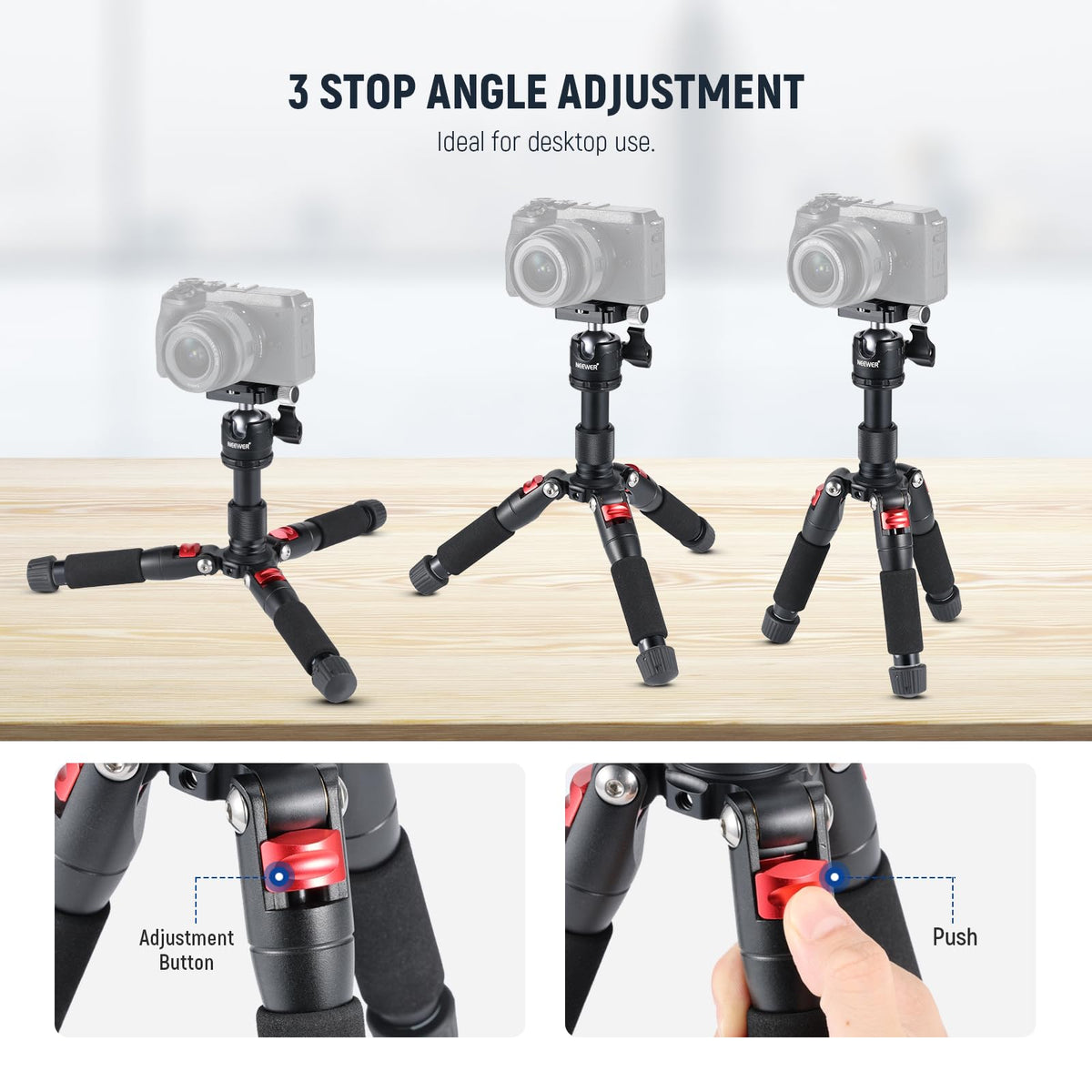 NEEWER Portable Travel Mini Tabletop Tripod, Aluminum Alloy 20''/ 50cm Desktop Desk Tripod with 360 Degree Ball Head, 1/4" Quick Shoe Plate for DSLR Camera Video Camcorder, Max Load 11 lb/5 kg