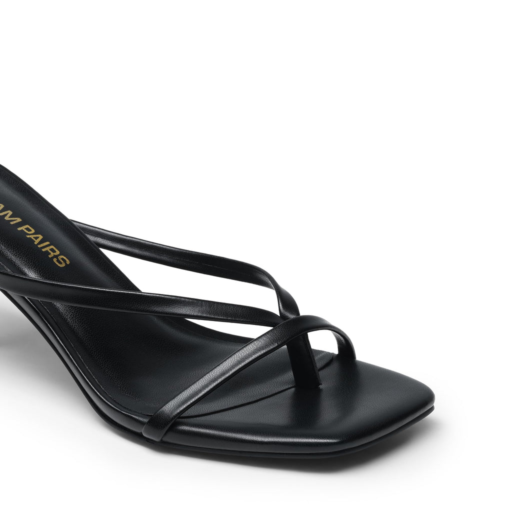 DREAM PAIRS Heels for Women Flip Flops Kitten Low Heels Open Square Toe Thong Heeled Sandals, Fashion Comfort Shoes for Party Casual Slides,Size 8.5,Black,DWUMFF2503