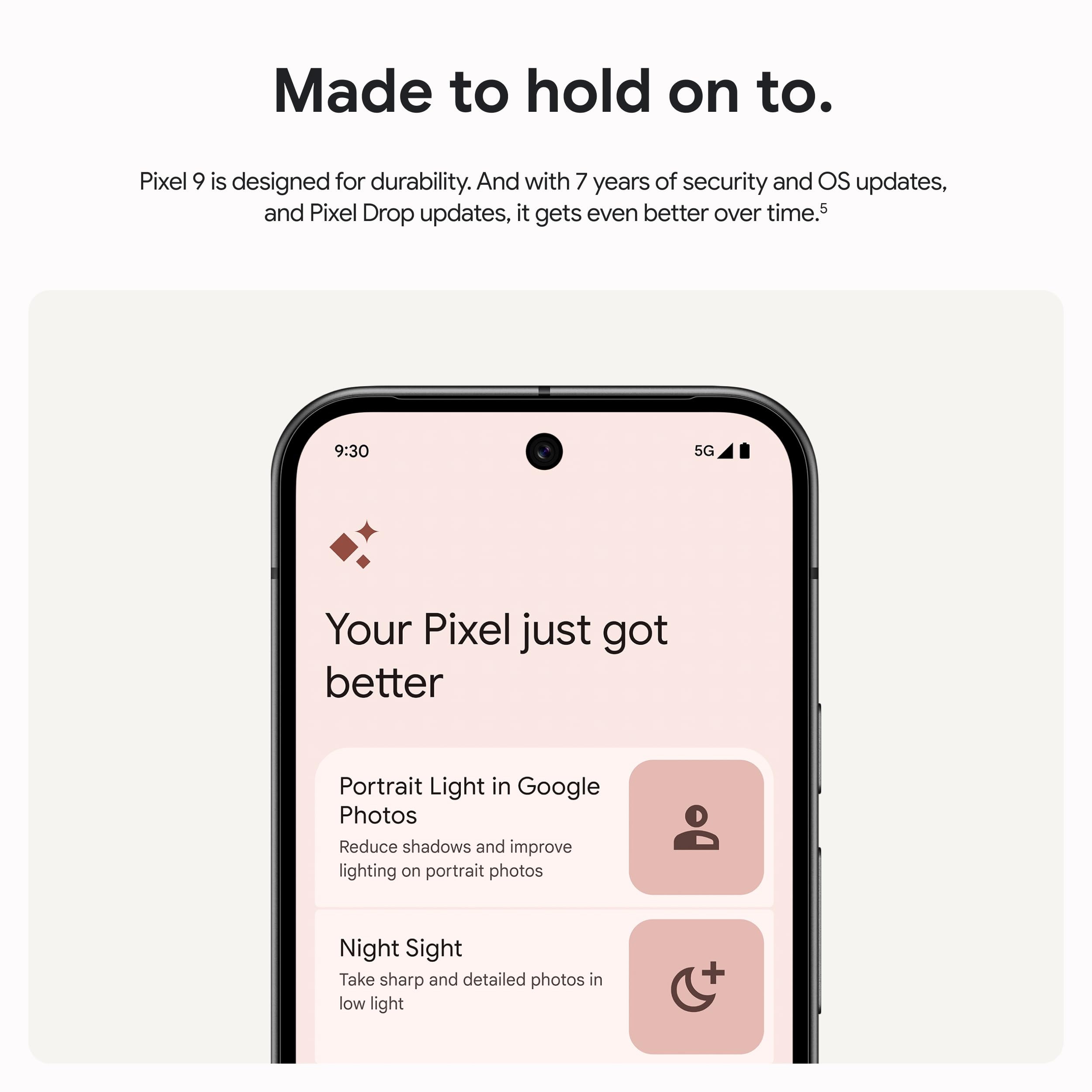 Google Pixel 9 - Unlocked Android Smartphone with Gemini, 24-Hour Battery, Advanced Camera, and 6.3" Actua Display - Porcelain - 128 GB