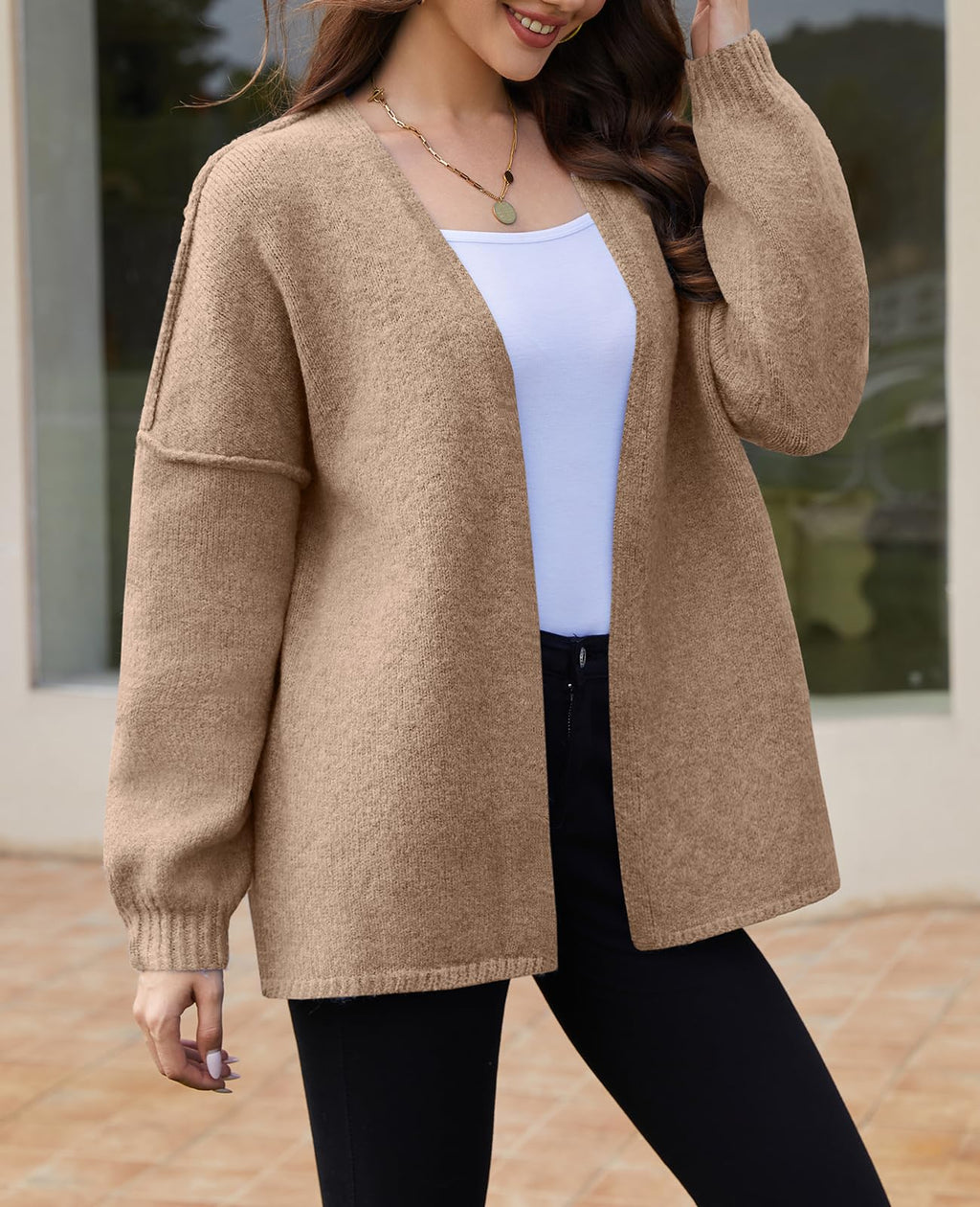 UNCLECAT Oversized Cardigan Sweaters for Women - 2025 Open Front Chunky Knit Long Sleeve Loose Fall Coats Camel