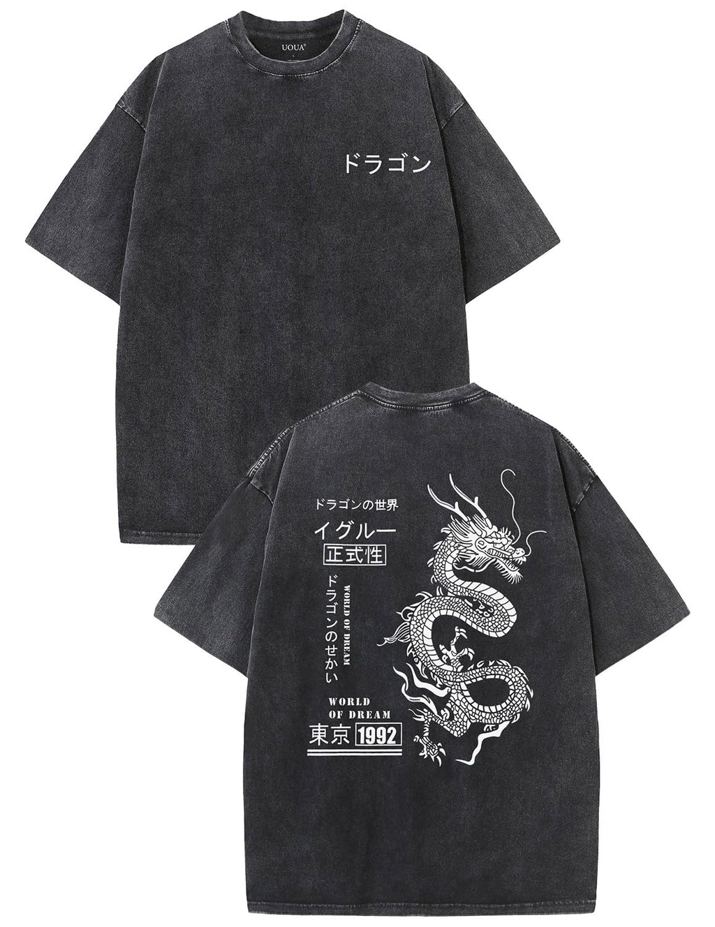 UOUA Mens Graphic Tees Vintage Oversized T-Shirts Casual Acid Wash Cotton Streetwear (S-2XL)