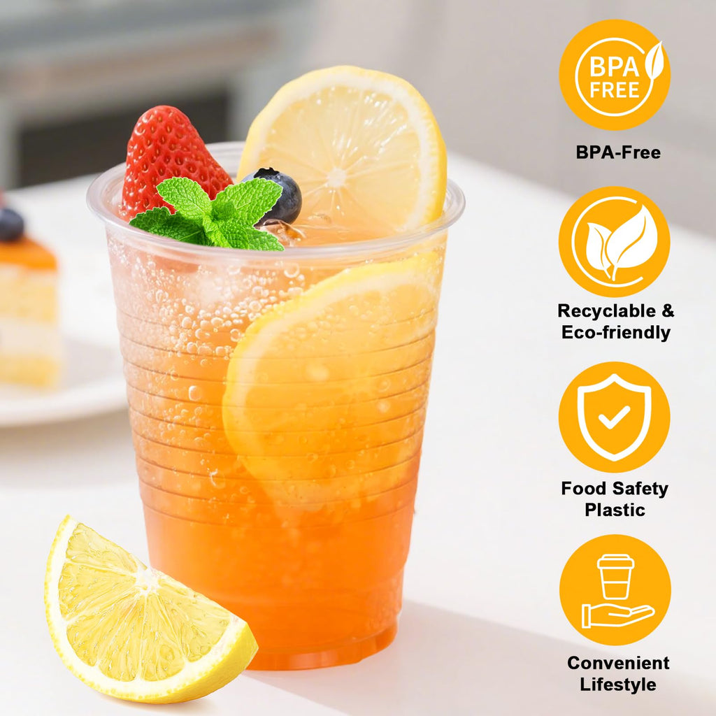 BYSNOW 9 oz Clear Plastic Cups, 2000 Count Bulk, PP Clear Plastic Cups Disposable for Party Suit for Hot Beverages, Soda, Juice (9oz 2000count)