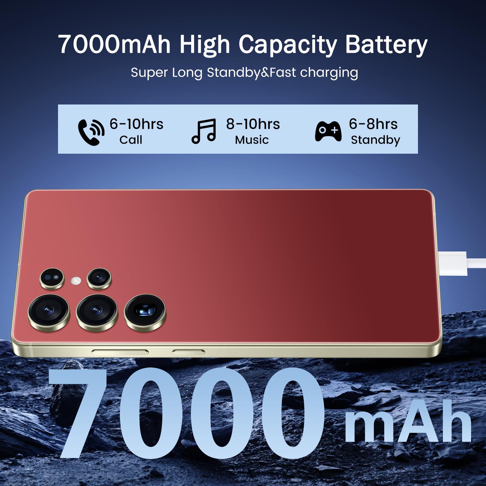 Ecshock I25 Ultra 5G Unlocked Smartphone,16GB+512GB Fully Cell Phone for Android 14, 6.99" Unlocked Cell Phone, 7000mAh, 68MP+108MP Dual Camera/Dual SIM (Wine Red)
