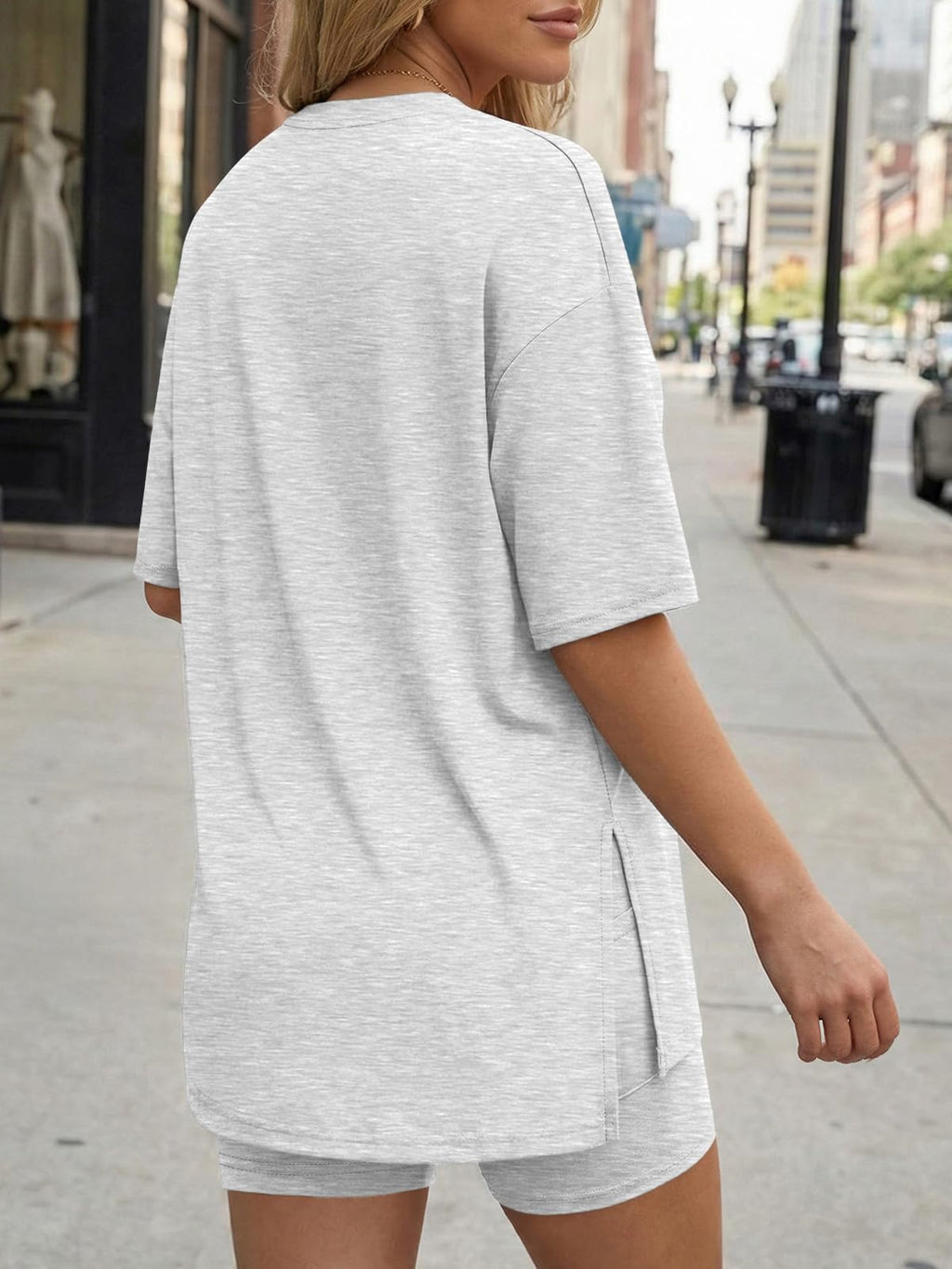 LILLUSORY Womens Lounge Sets Shorts 2 Piece Matching Pajamas Summer Travel Cruise Outfits 2026 Casual Oversized Sweatsuits Gym Workout Spring Clothes Grey XL