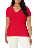 Nautica Women's Easy Comfort V-Neck Supersoft Stretch Cotton Solid T-Shirt Shirt, nautica Red, Medium