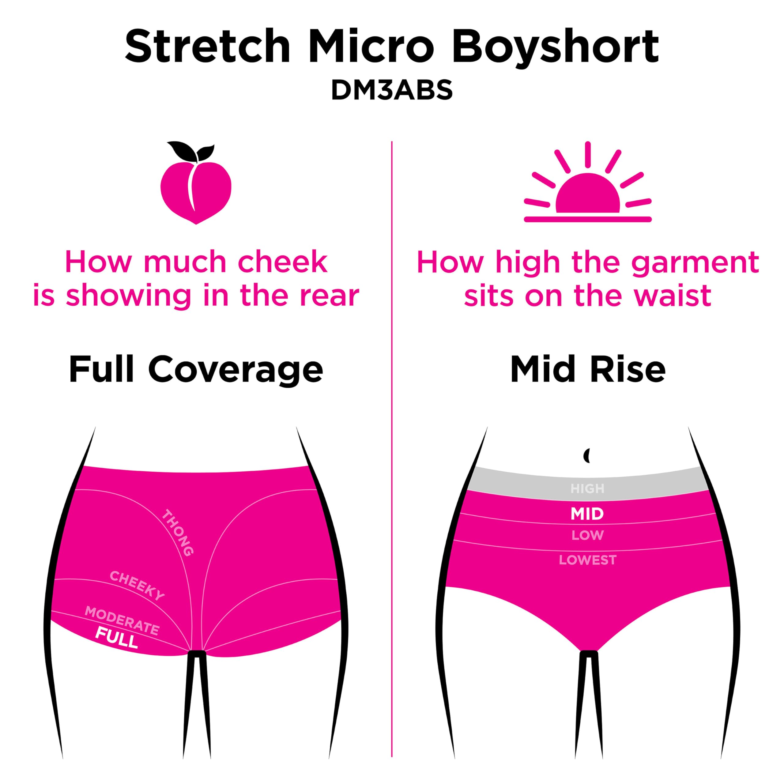 Maidenform Women's Microfiber Boyshort Underwear, Mid-Rise Boyshort Panties, 3-Pack