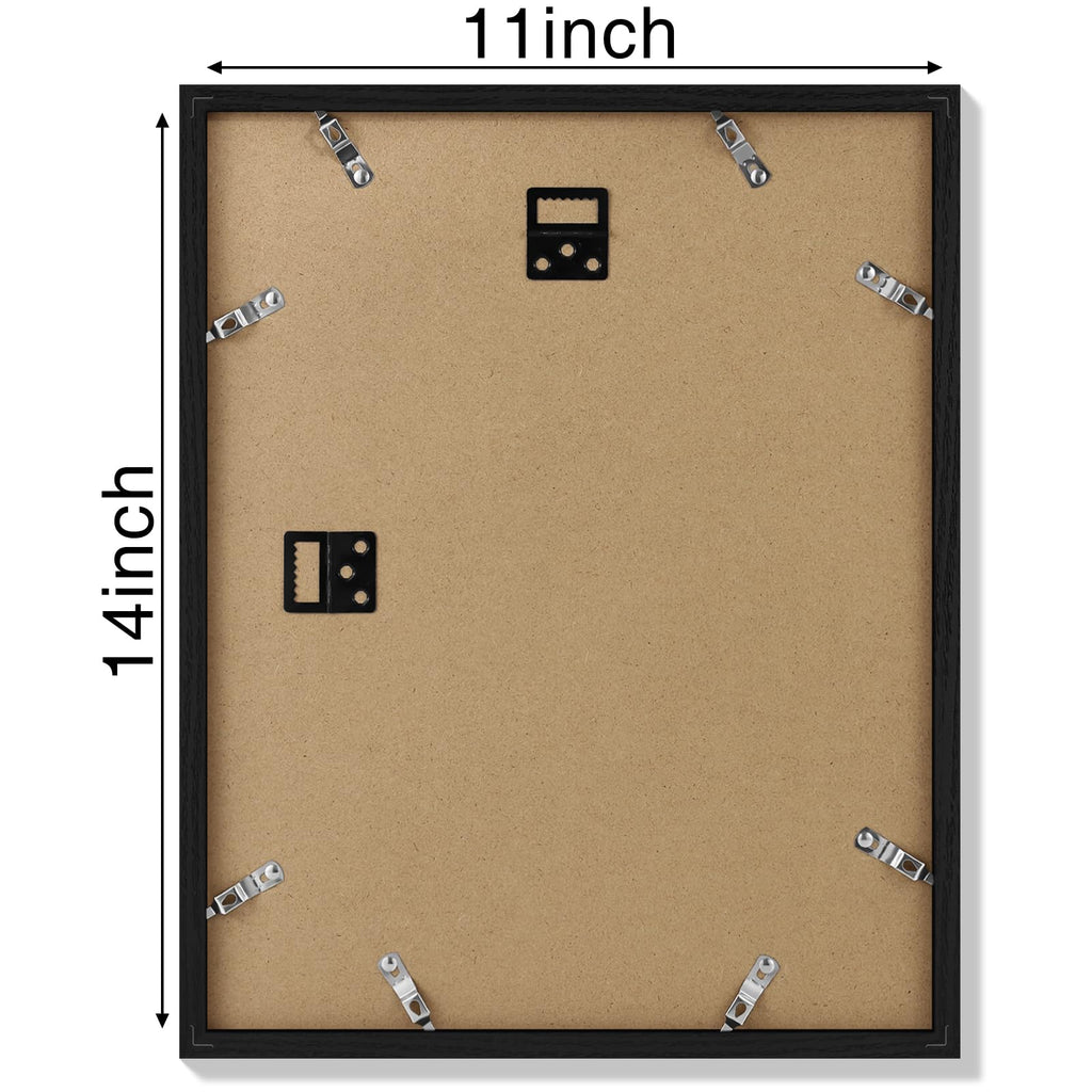 Vittanly 11x14 Picture Frame, Display Pictures 8x10 with Mat or 11x14 without Mat, Photo Frame for Wall Mounting, Black, 1 Pack
