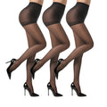 EVERSWE 3 Pairs Women's Sheer Pantyhose 20D, High Waist Control Top Pantyhose Hosiery (Black, L)