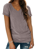 ATHMILE Womens T Shirts for Women Short Sleeve V Neck Basic Tees Tunic Tops Loose Fit Casual Summer Outfits Clothes Beach