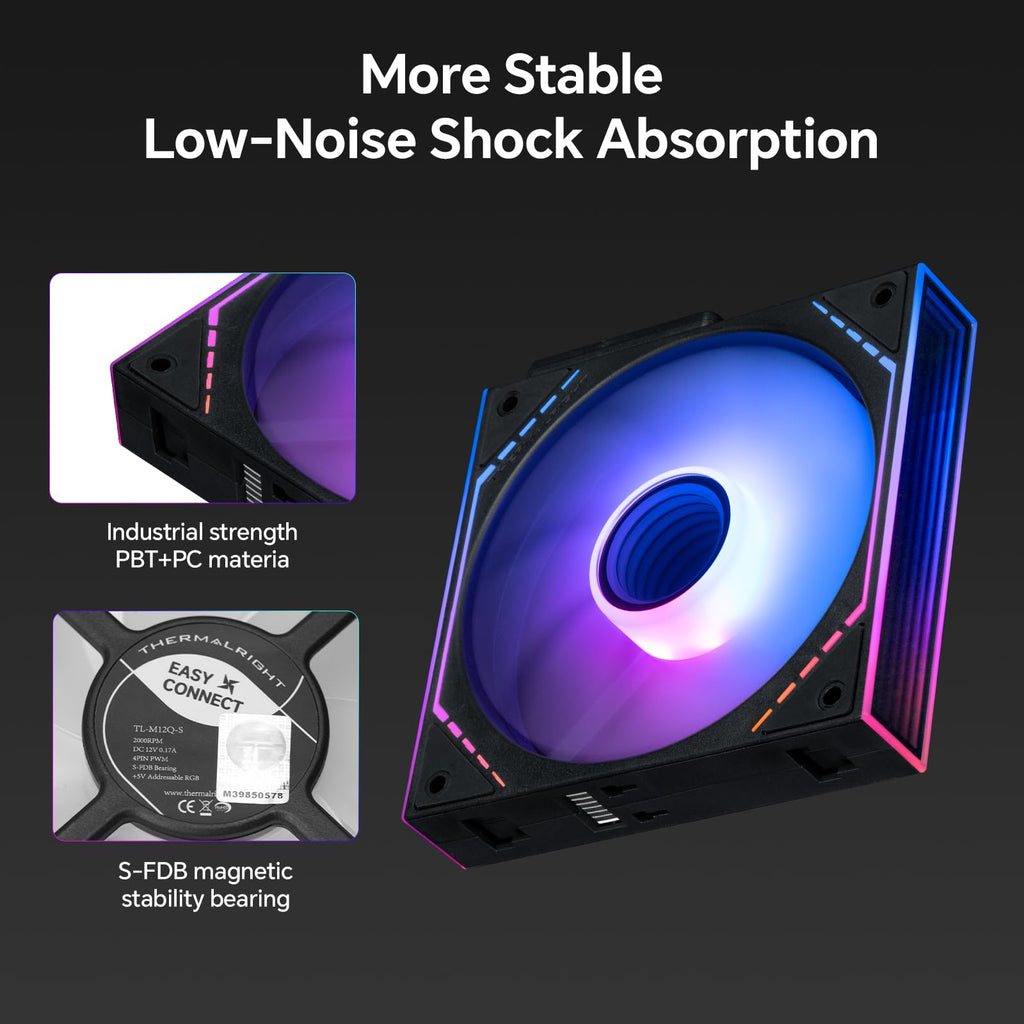 Thermalright TL-M12Q-S X3 120mm PC Case Fans, 2000RPM High Airflow, ARGB Daisy-Chain, Infinity-Mirror Lighting, 3-Pack