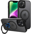CACOE Magnetic Case for iPhone 13/14 6.1 inch with 360 Rotatable Ring Stand, Compatible with MagSafe Car Phone Mount, Cases Cover Phone Holder for Desk Meeting/Videos Matte Black