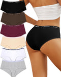 FINETOO Womens Underwear Cotton Hipster Sexy Panties Full Coverage Briefs Stretch Bikinis Comfortable Cheeky 6 Pack(S)