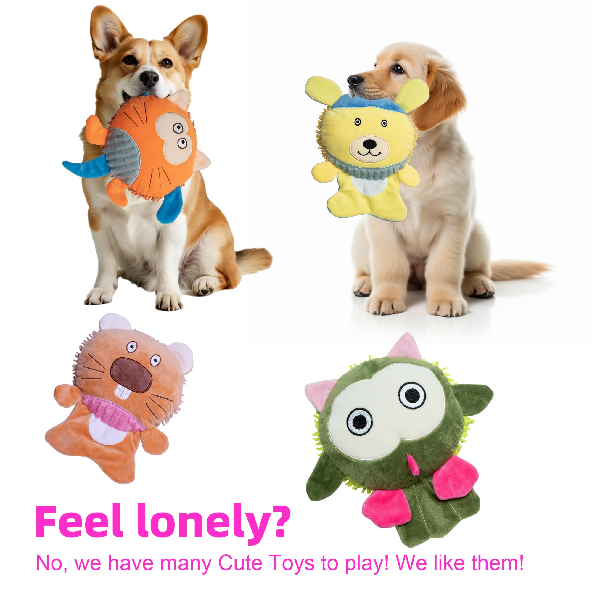 GZQKUSO 5-Pack Squeaky Dog Toys, Stuffed Plush Dog Toys with Squeak Crinkle Sounds to Keep Dogs Busy, Puppy Toys for Small, Medium, and Large Dogs