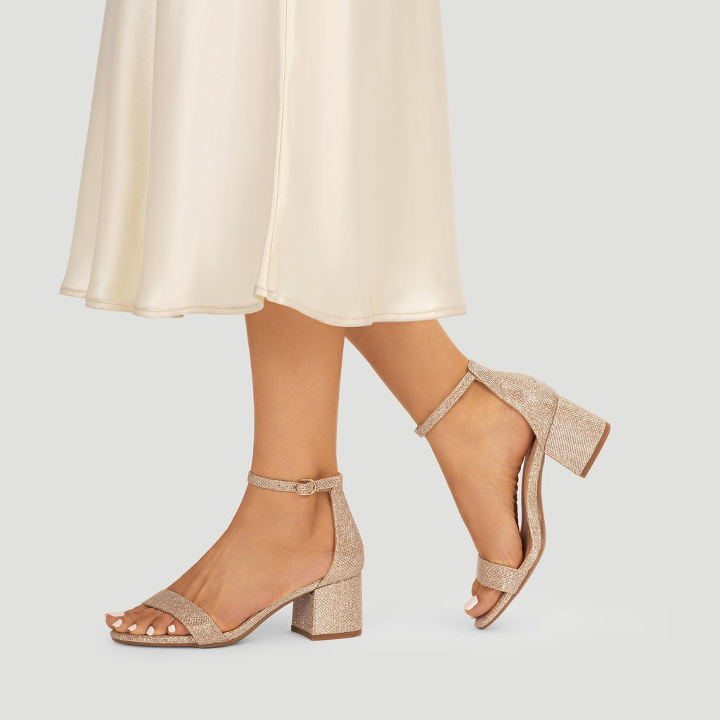 DREAM PAIRS Womens Low-Chunk Low Heel Pump Sandal,Size 8.5,Gold/Glitter,LOW-CHUNK