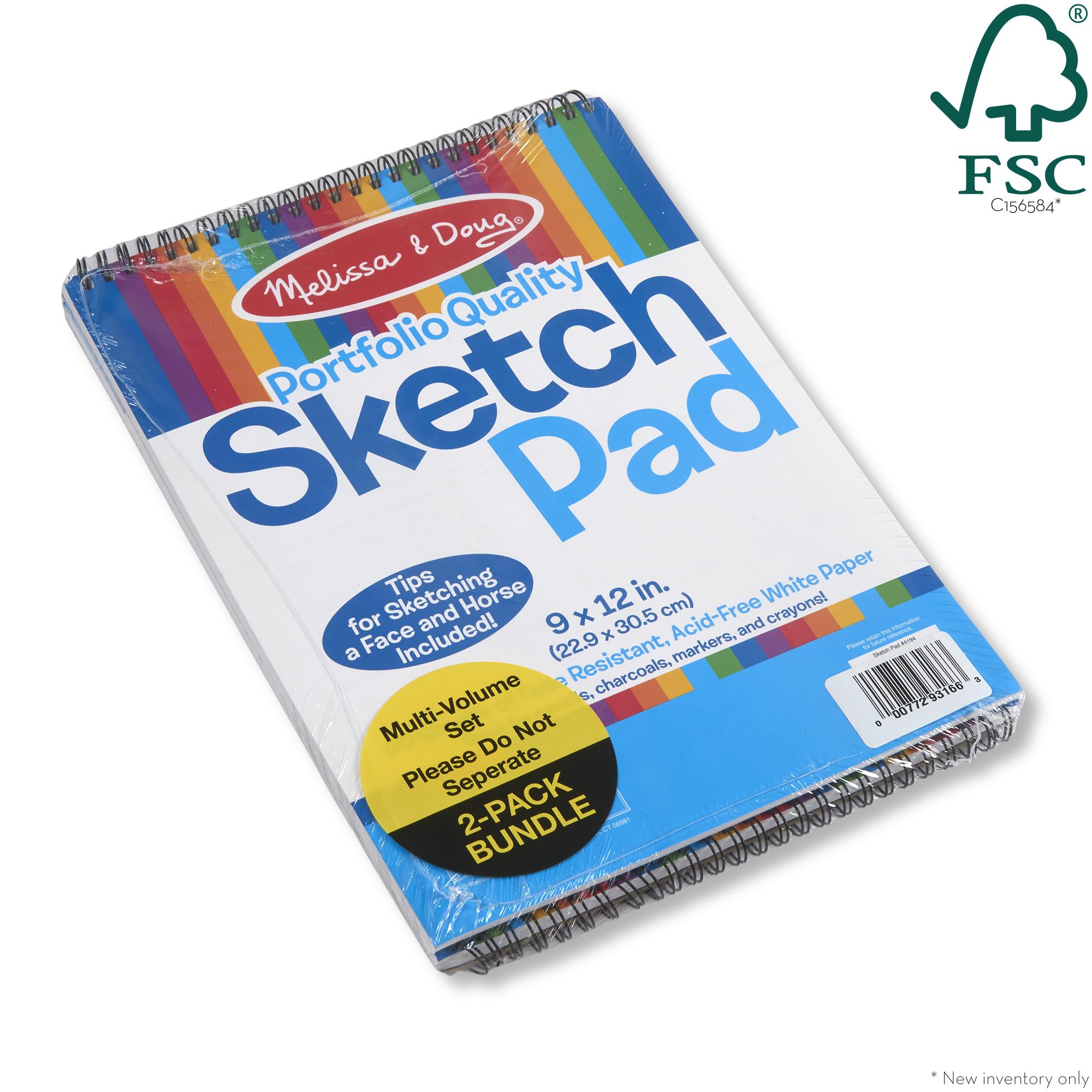 Melissa & Doug Drawing Paper, Sketch Pad, 2-Pack Bundle for Coloring, Writing or Painting (9 x 12 inches) - 50 Sheets Each, Kids Drawing Pad & Art Supplies for Kids Ages 3+ - FSC Certified
