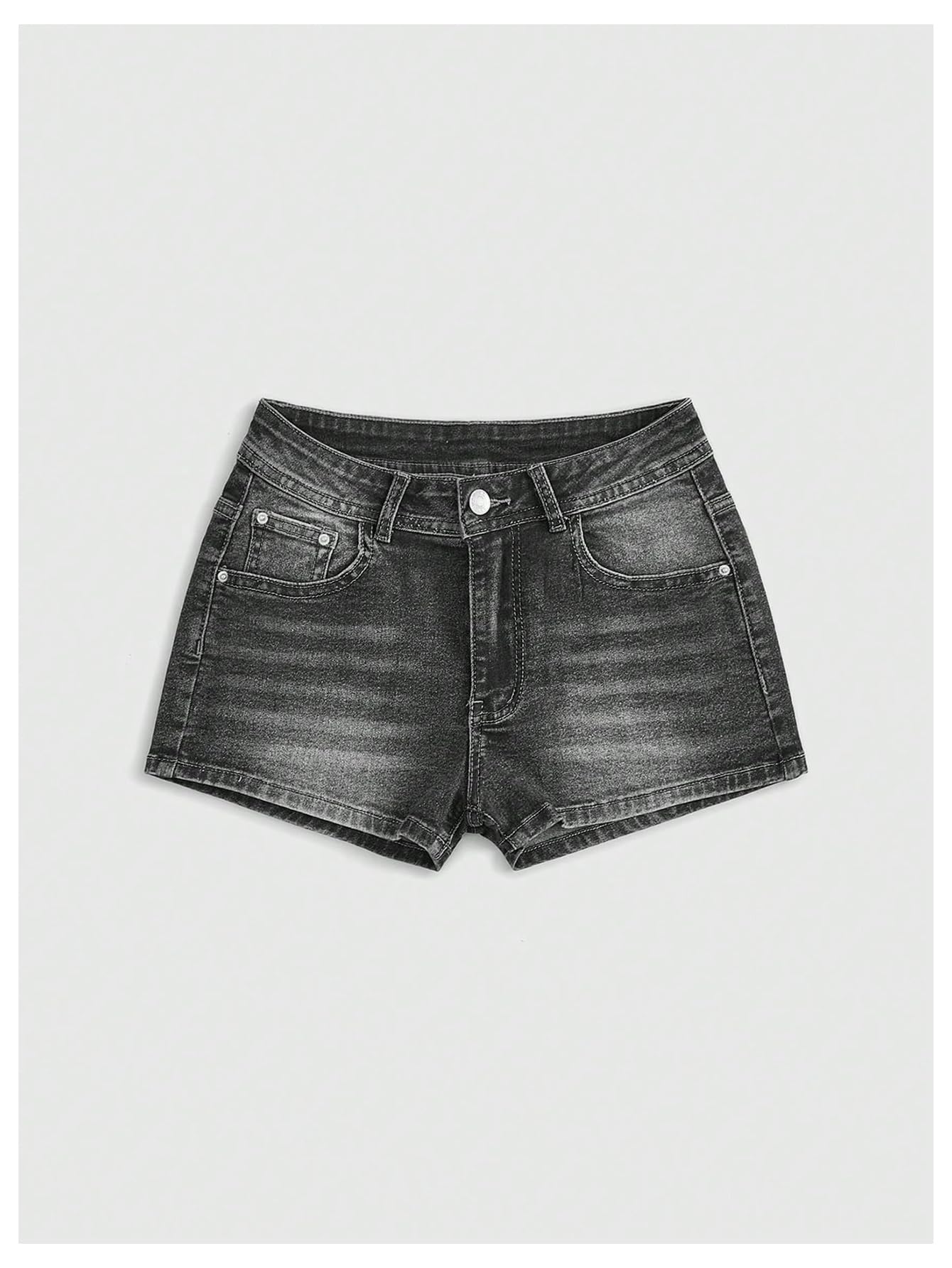 WDIRARA Women's Cross Embroidery Rhinestone Denim Shorts Y2k Grunge Punk Jean Shorts