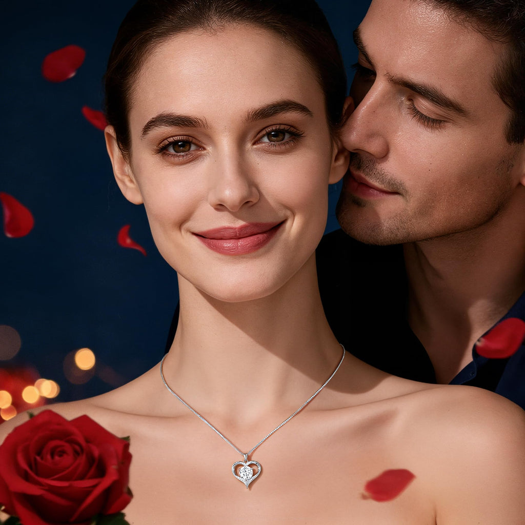 MOOSEA Personal Gifts for Wife, 1CT Moissanite Necklace Women Anniversary Birthday Wedding Promise Mothers Gifts for Her Moissanite Pendant Jewelry Gift
