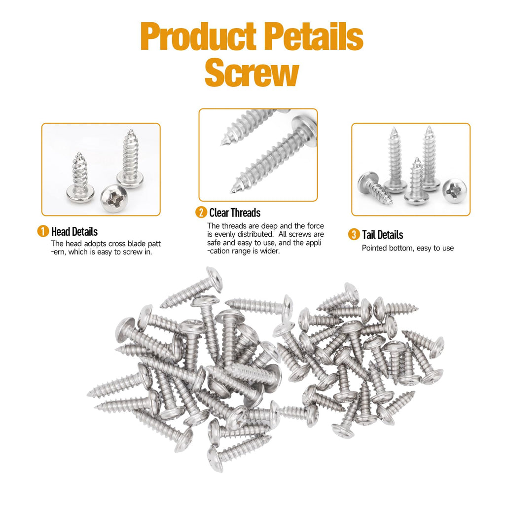 Automotive Screws and Clips, 100PCS Car U‑Clips Nuts 6/8/10/12 Assortment Interior Trim Fasteners with Stainless Steel Screws for Dash Door Panel Interior