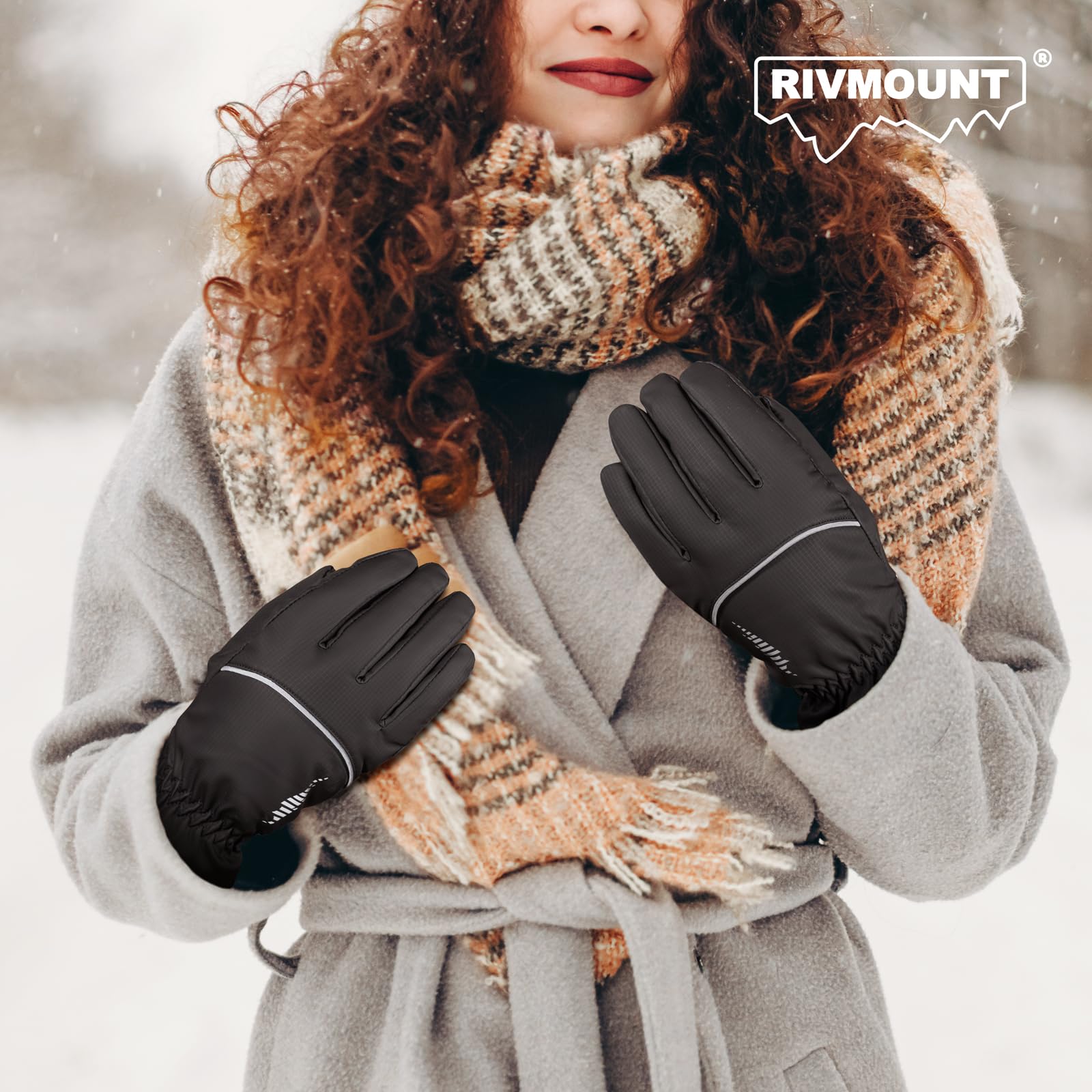 rivmount Waterproof Winter Gloves Women Men, Thermal Ski Gloves for Cold Weather with Warm, Touchscreen, 3M Thinsulate, Windproof for Outdoor, Running, Skiing, Cycling, Working, Snow Size Black S