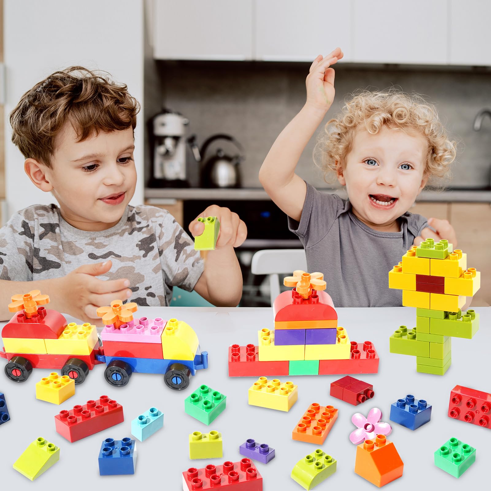 FlatGoat Building Blocks 208 Piece Set Compatible with All Major Brands, Classic Big Bricks for Kids Toddlers, STEM Large Building Toys with Gift Box for Boys Girls Ages 3 4 5 6 7 8+