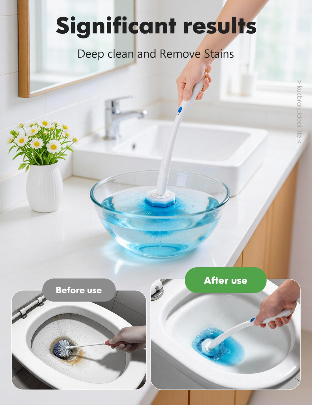 Kucbraly 100 Count Toilet Wand Refills for Clorox, Compatible with Most Disposable Toilet Brush for Bathroom Cleaning