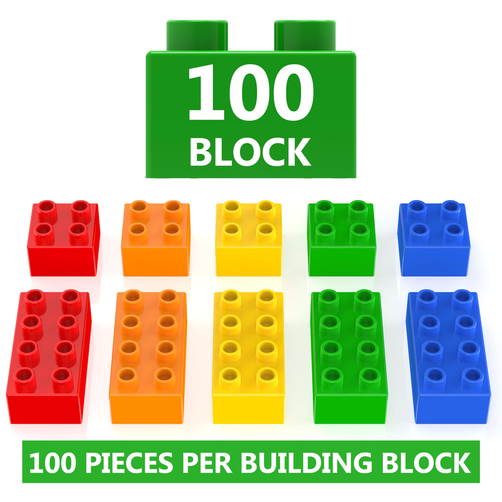 WYSWYG 100 Pcs Jumbo Building Blocks Set for Toddlers (80 Square & 20 Rectangle) | Compatible Big Construction Bricks in 5 Colors | Kids Ages 3+ STEM Toy