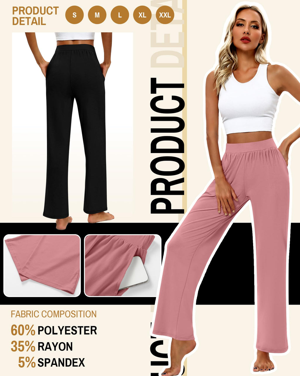 Huukeay 3 Pack Women's Lounge Pants Cozy Sweatpants,Small,Black, Dark Gray, Pink