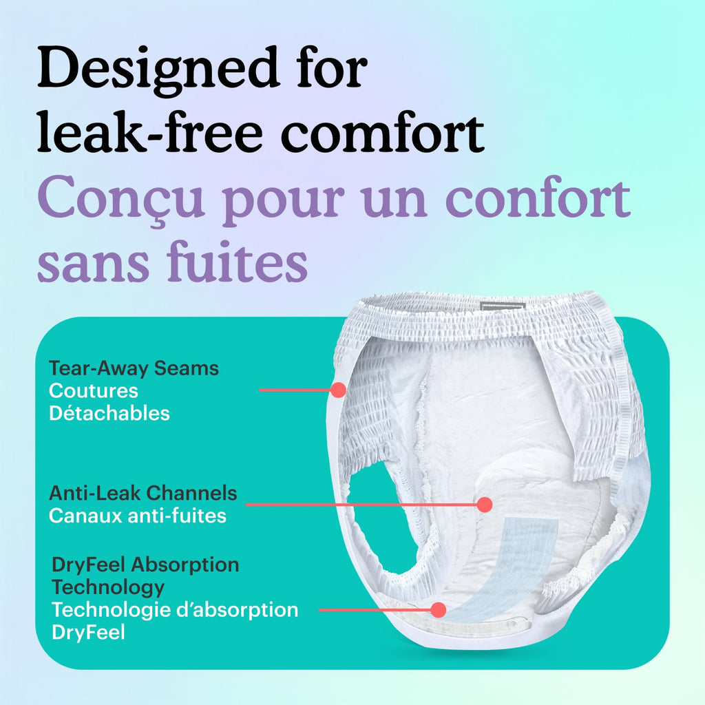 Because Overnight Absorbency Pull Ups - Adult Disposable Incontinence Underwear, Extra Absorbent Nighttime Briefs for Men and Women, White, Small/Medium, 20 Count