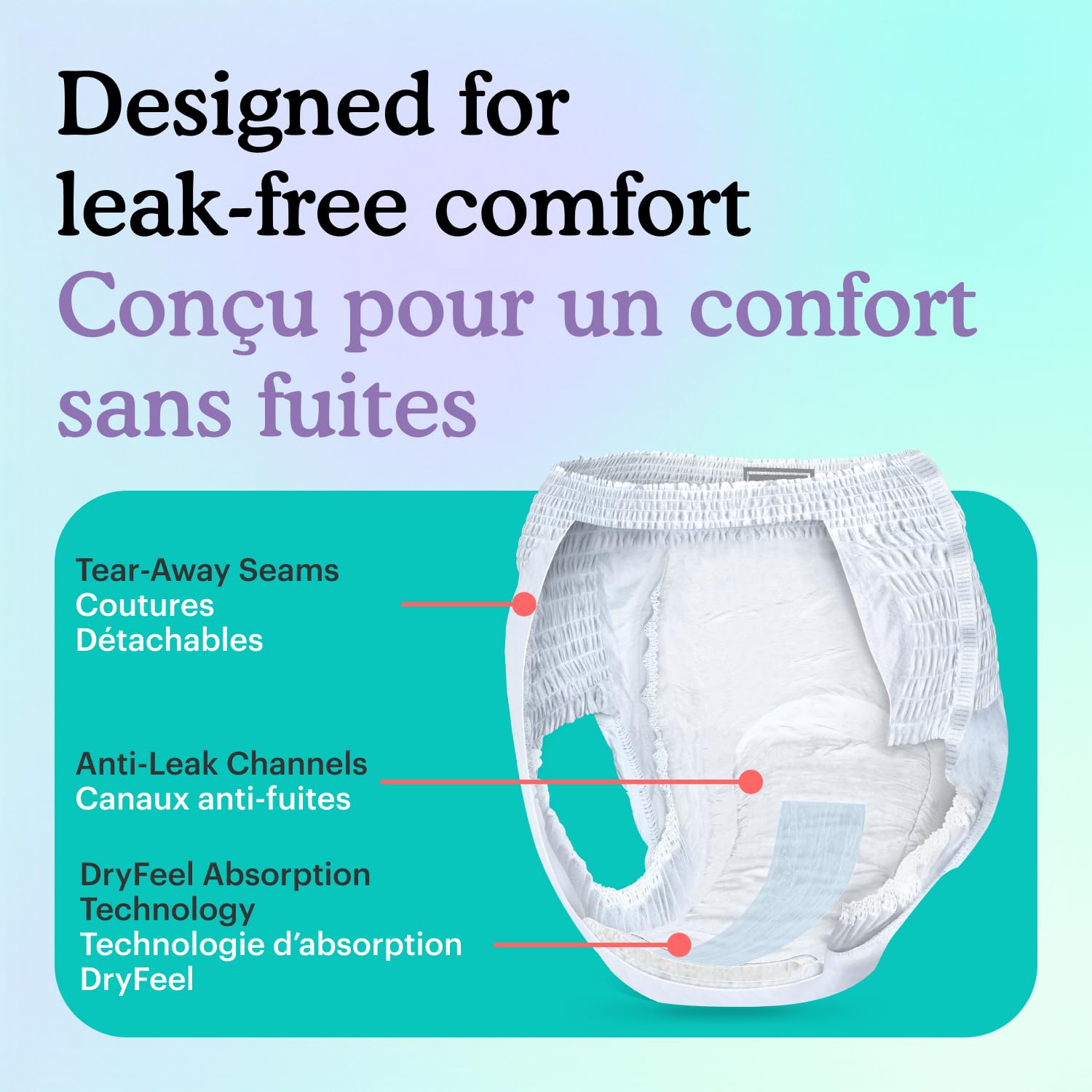 Because Overnight Absorbency Pull Ups - Adult Disposable Incontinence Underwear, Extra Absorbent Nighttime Briefs for Men and Women, White, Small/Medium, 20 Count