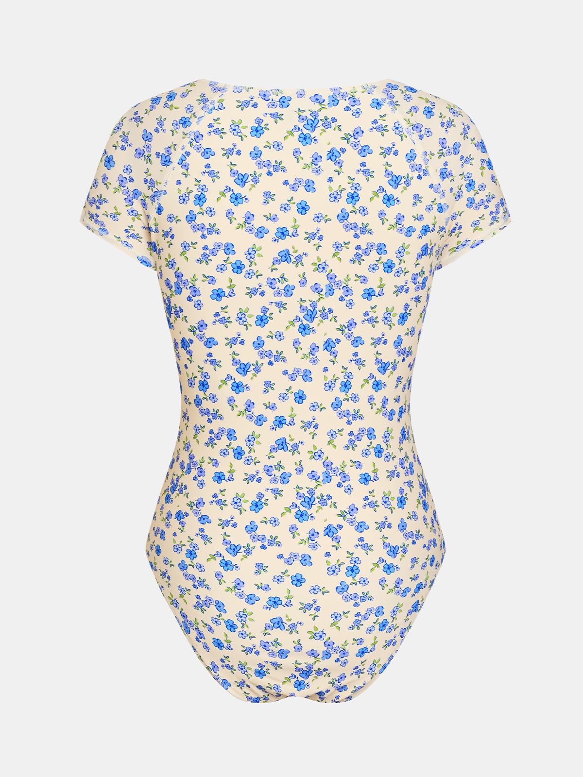 CUPSHE One Piece Swimsuit for Women Mock Neck Zipper Short Sleeve Bathing Suit, M