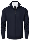 Vcansion Men's Casual Slim Fit Long Sleeve Full Zip Knitted Cardigan Sweaters with Pockets Navy US XL