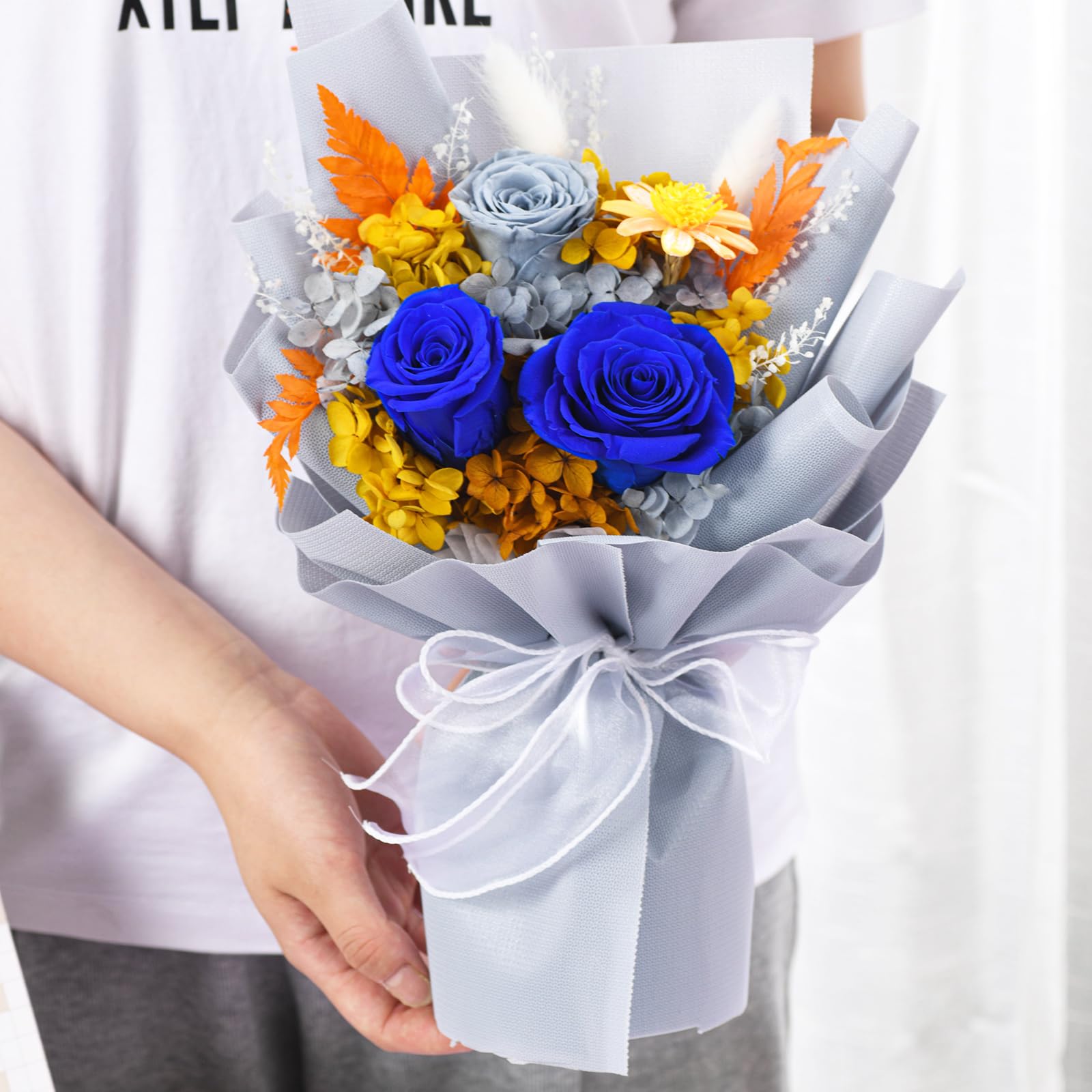 lovenfold Flowers for Delivery Prime,Preserved Flowers Bouquets,Blue Rose Bouquets That Last 1-3 Years,Birthday Flowers Gifts for Women Mom Grandma Wife Friends