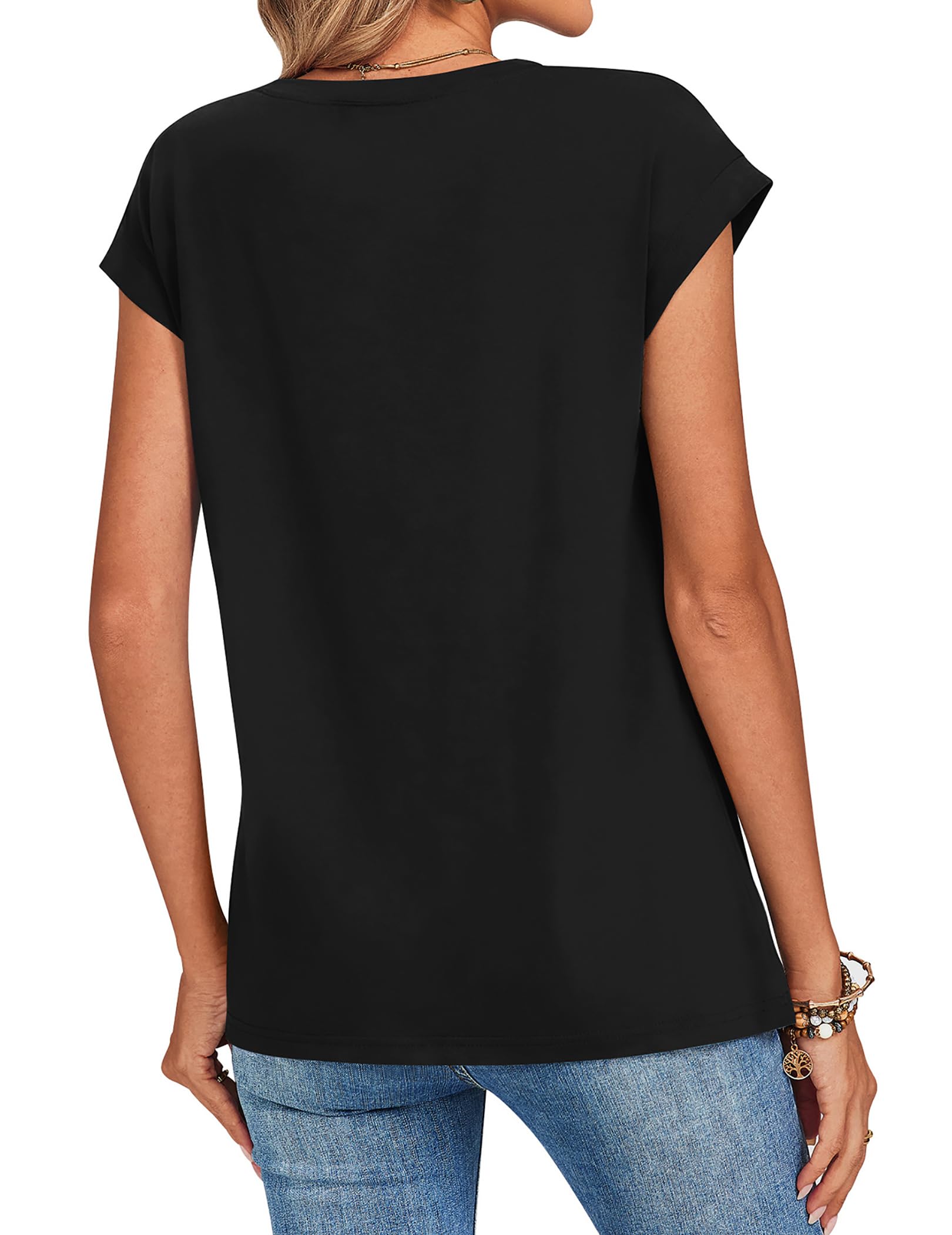 Zeagoo Womens Tops Summer Casual Dress Tshirts Shirts Business Dressy Spring Cute Outfits Trendy Clothes Black