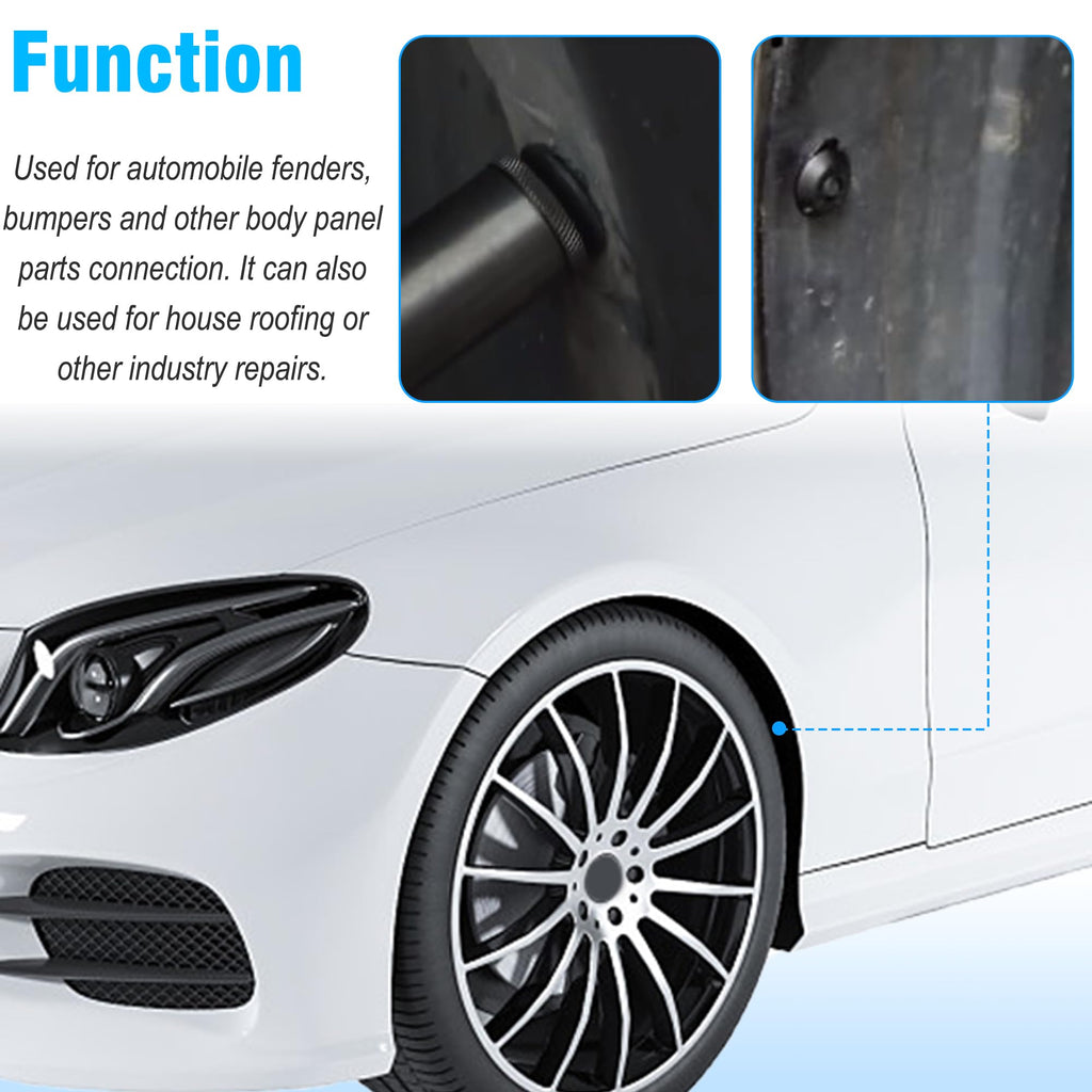 Mejiao Rivet Gun Set with 3 Sizes Nylon Blind Rivets, 30 Pieces, Hand Riveter Suitable for Automotive and More