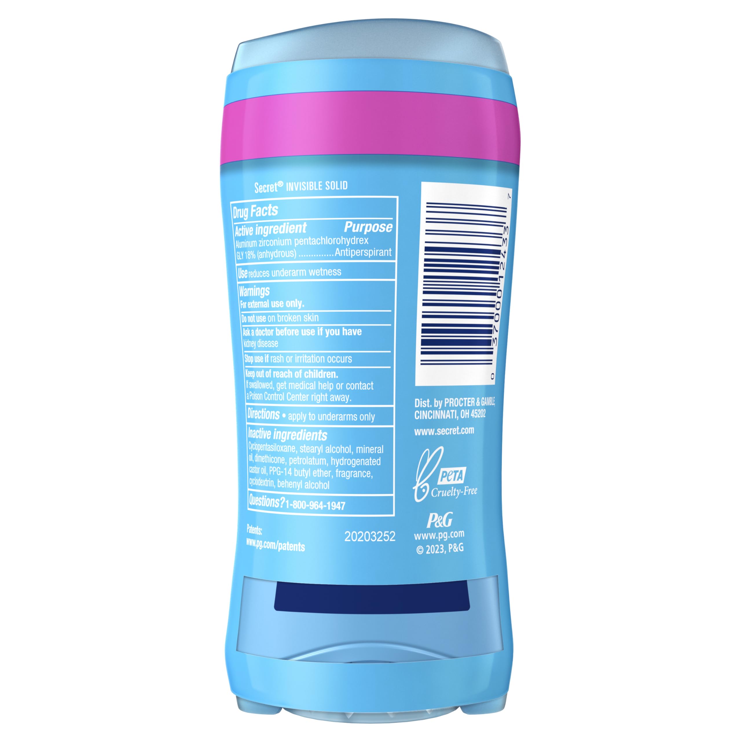 Secret Antiperspirant and Deodorant for Women, 24hr Sweat & Odor Protection, PH Balanced Protection, Gentle on Skin, Invisible Solid, Shower Fresh Scent, 2.6 oz (Pack of 2)