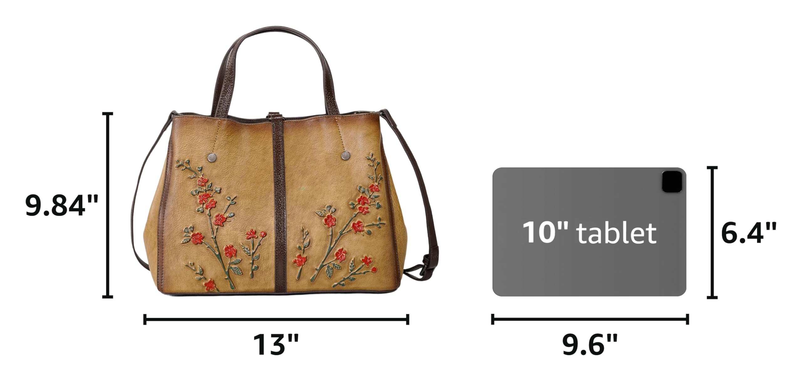 SHARPAD Genuine Leather Satchel for Women Top Handle Bags Handmade Purse Vintage Embossed Leather Crossbody Handbags Hobo Bag (Yellow-2)