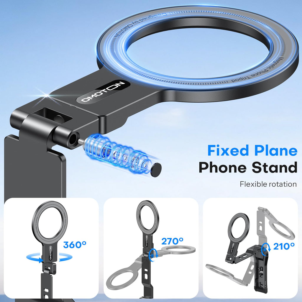 OMOTON TP03 [Ultra-Slim] 360° Rotating for MagSafe Tripod Stand with Hook