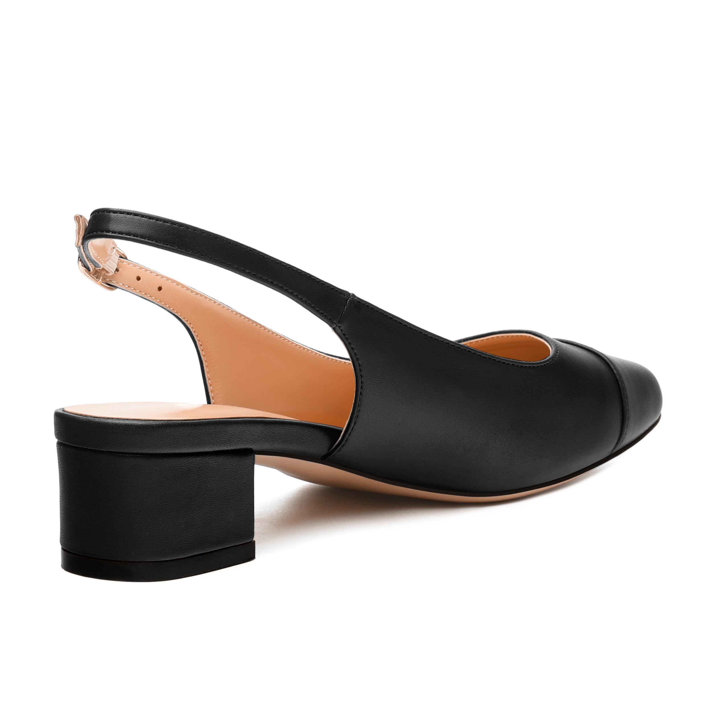 MISEZOXI Womens Sqaure Toe Block Heel Slingback Pumps Black Matte Size 5