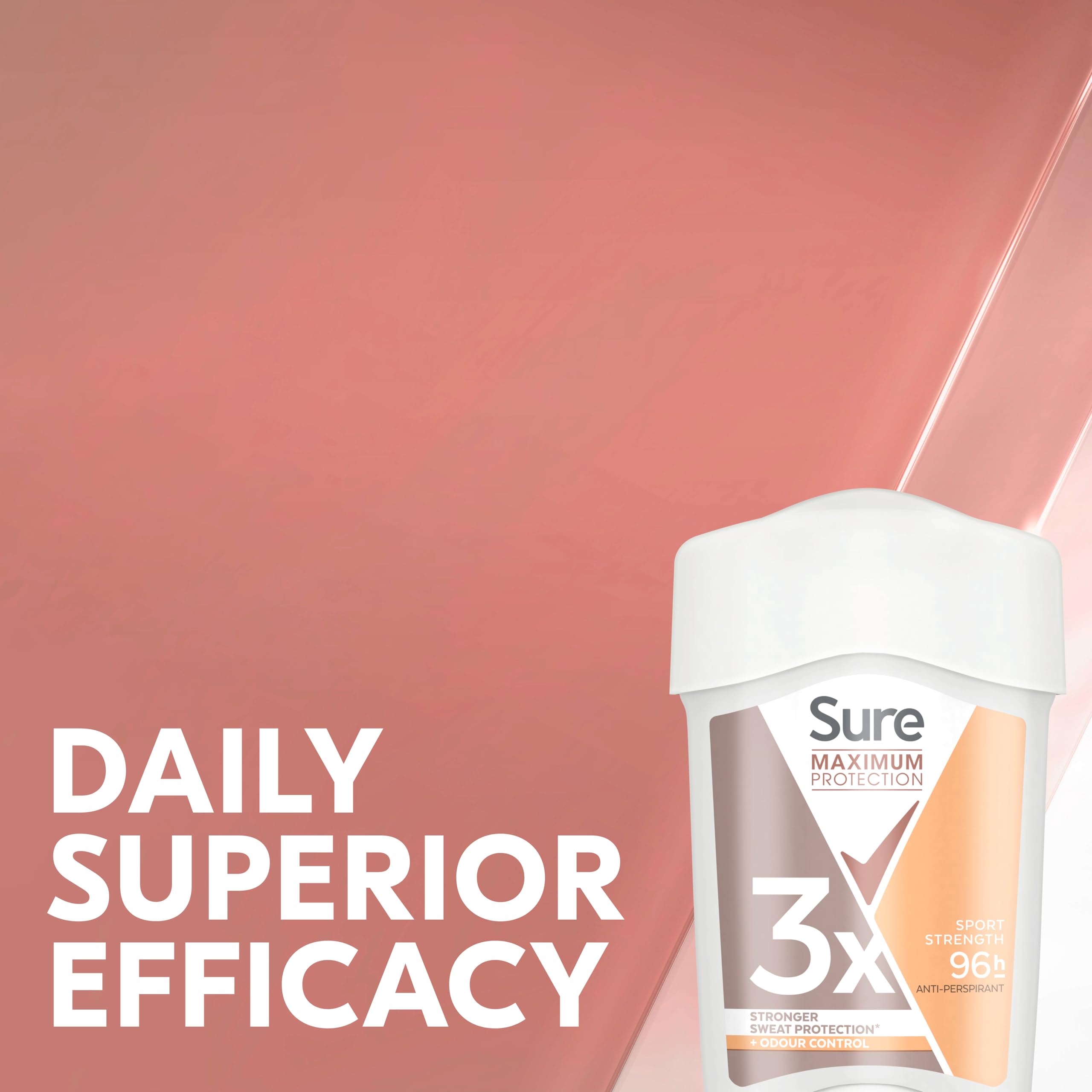 Sure Women Maximum Protection Sport Strength Antiperspirant Deodorant Cream Stick with 3x stronger* sweat protection for 96 hour sweat and odour protection 45 ml