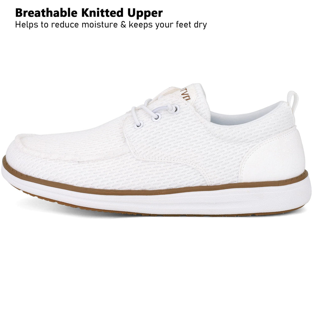 ASITVO Mens Wide Loafers Casual Slip On Walking Shoes Big Size 7 Width Toe Box Dress Boat Shoes White 40