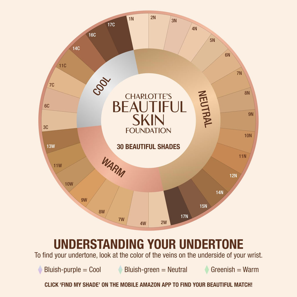Charlotte Tilbury Beautiful Skin Medium Coverage Hydrating Foundation - Buildable Liquid Makeup for Instant Glow, Plumping Hydration & Lasting Skincare Benefits - 6 Neutral