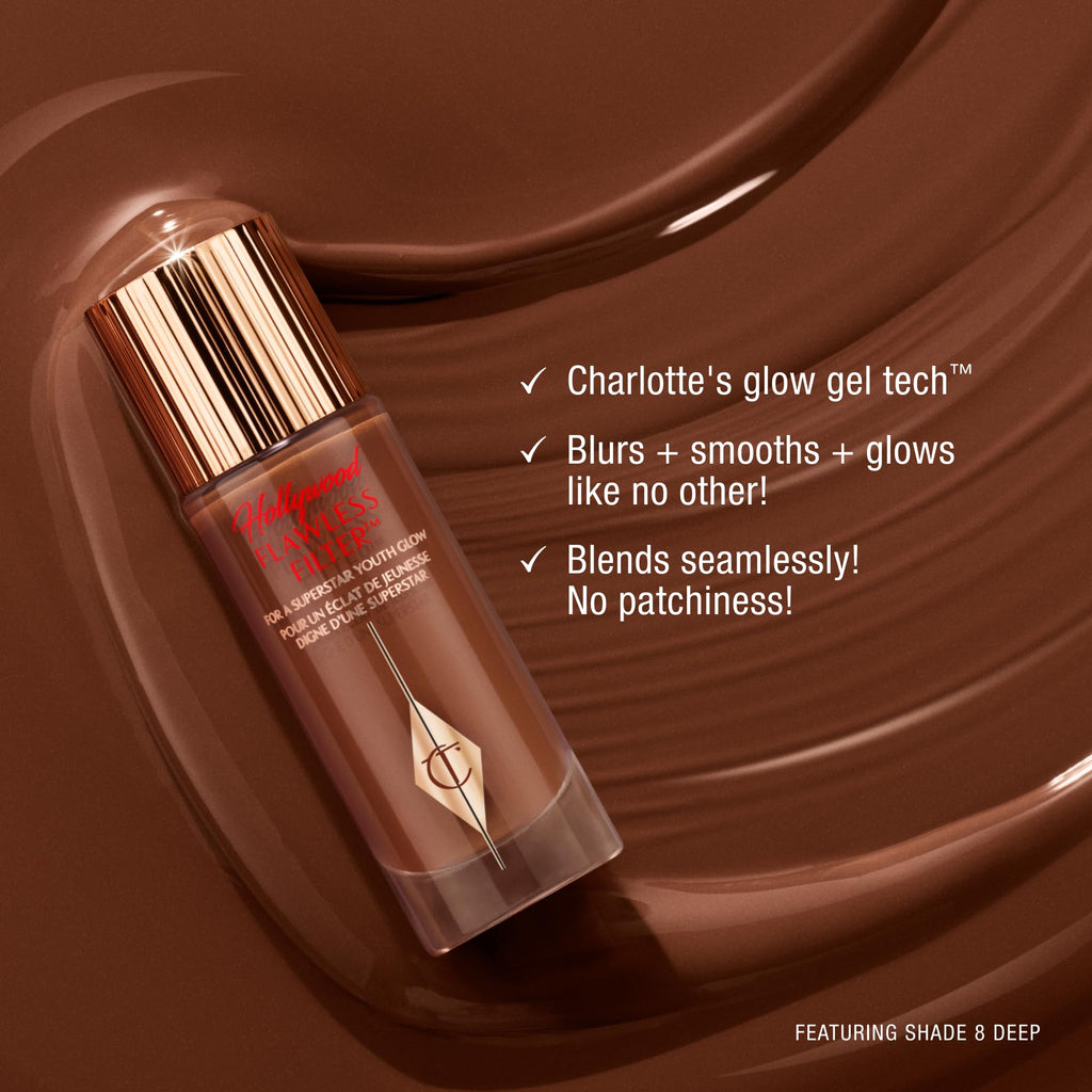 Charlotte Tilbury Hollywood Flawless Filter - Multi‑Use Makeup Primer, Complexion Booster & Illuminating Liquid Highlighter with Sheer Coverage - Smooths & Blurs Skin - 2 Fair
