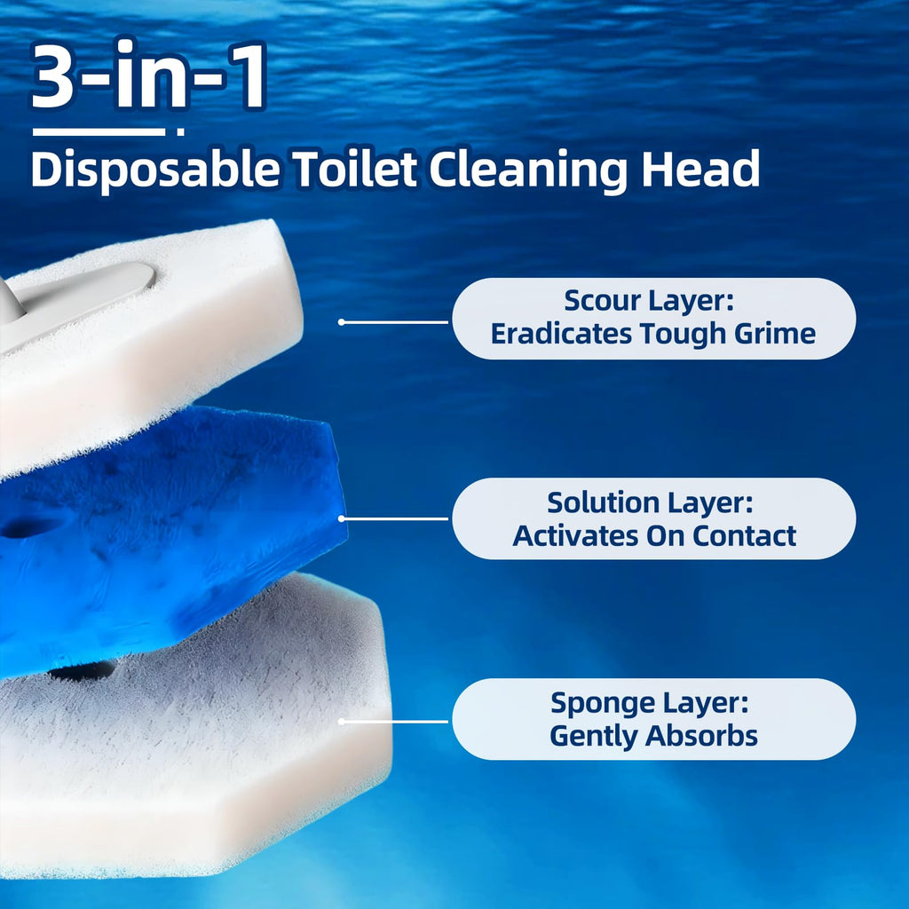 60 Count Toilet Cleaner Refill Pads Compatible with Clorox ToiletWand, High-Density Disposable Toilet Brush Refills for Powerful Scrubbing
