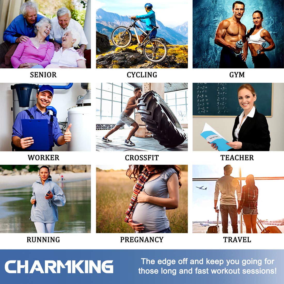 CHARMKING Compression Socks for Women & Men Circulation (3 Pairs) 15-20 mmHg is Best Athletic for Running, Flight Travel, Support, Cycling, Pregnant - Boost Performance, Durability (S/M,Black)