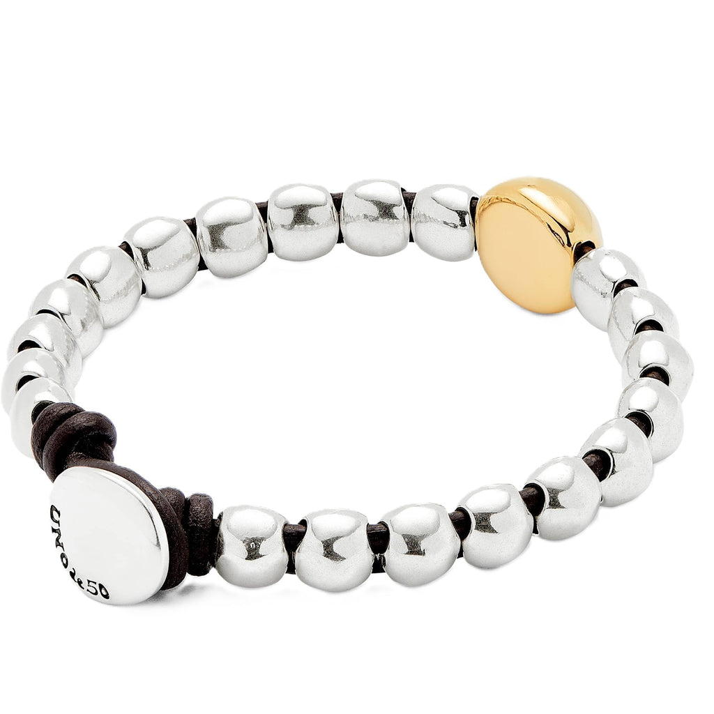 Uno de 50 SER INTREPIDA Sterling Silver and 18K Gold-Plated Beaded Bracelet, 7", Handmade in Spain