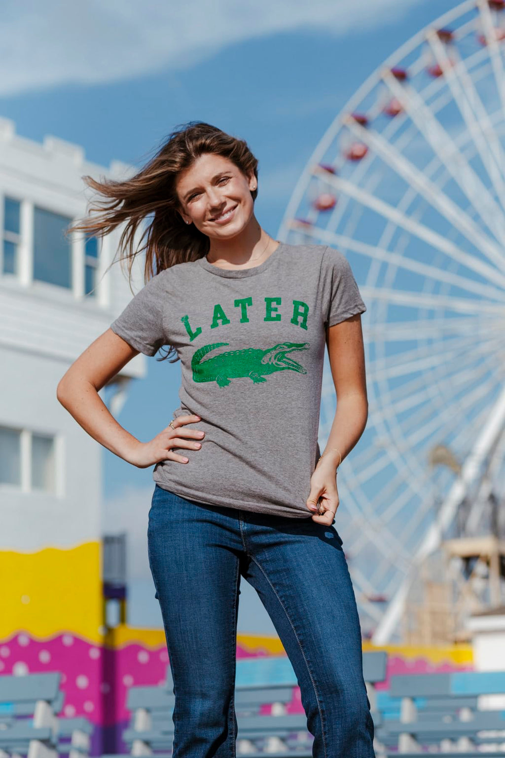 Womens Later Alligator T Shirt Funny Gator Joke Saying Tee for Ladies Funny T Shirts Sarcastic Tops for Women Cool Animal Top Women's Novelty Tees Dark Grey M