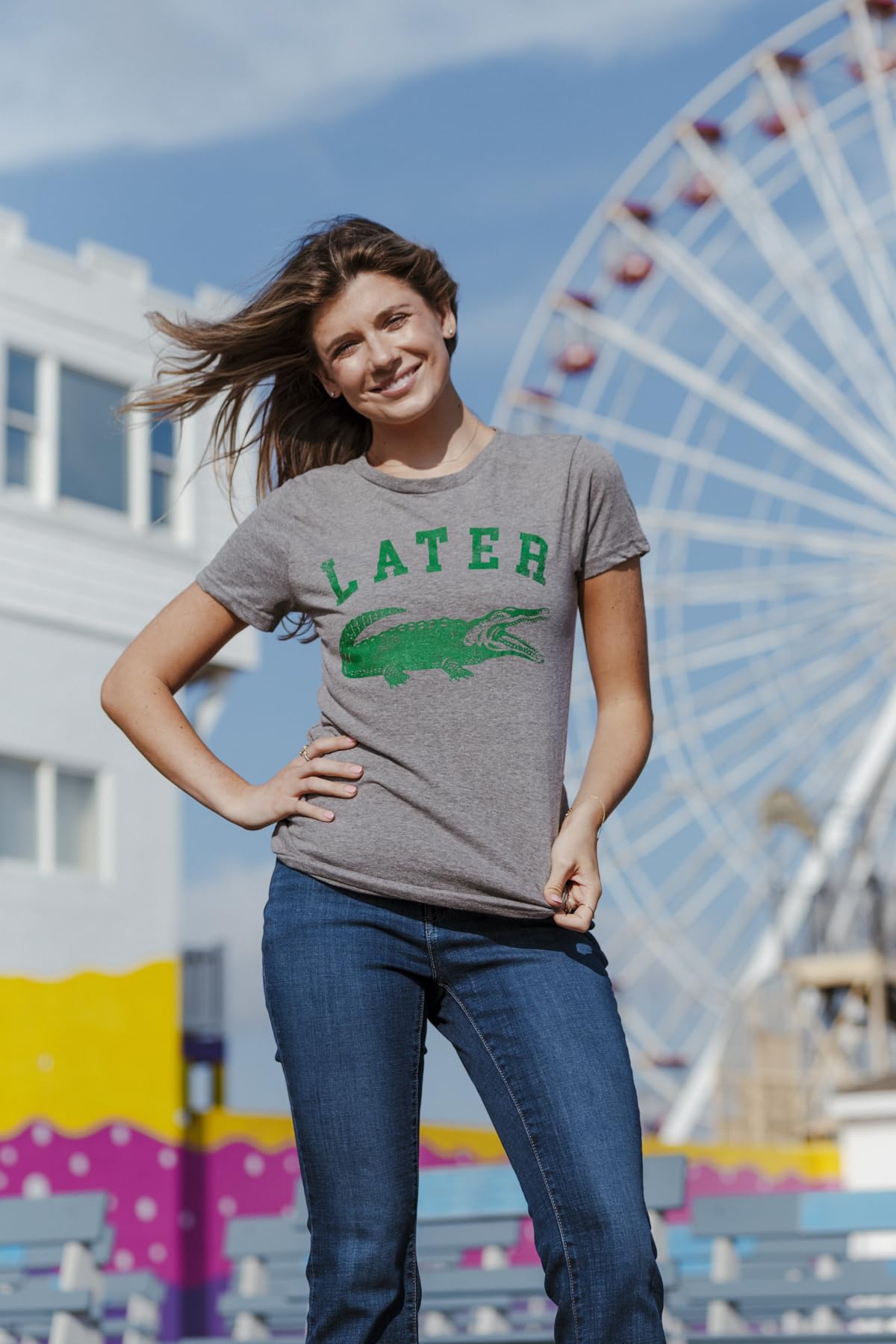 Womens Later Alligator T Shirt Funny Gator Joke Saying Tee for Ladies Funny T Shirts Sarcastic Tops for Women Cool Animal Top Women's Novelty Tees Dark Grey M